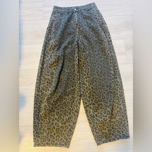 Leopard Print Barrel Pants